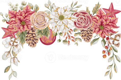 Flower Lace Border with flowers Christmas, Christmas Flower Frame background with poinsettia and ...