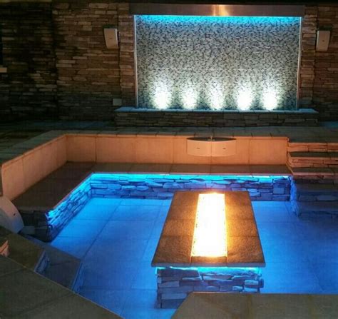 Water Feature and Fire pit. ....Wow | Dream backyard pool, Outdoor ...