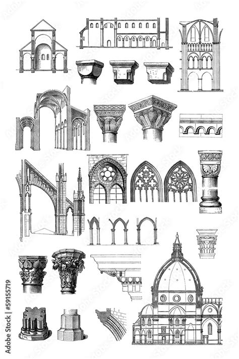 Architecture : Styles (Middle-Ages - Renaissance) Illustration Stock ...