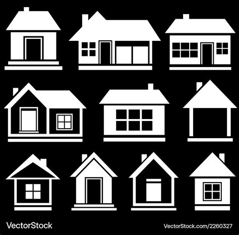 Set white house silhouette Royalty Free Vector Image