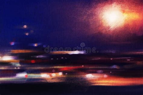 Night City. Modern Painting Stock Photo - Image of nature, blur: 214744886