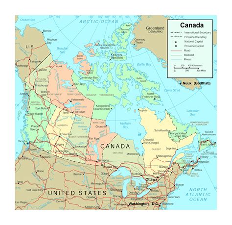 Canada Map With Rivers And Lakes