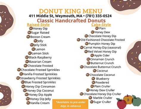 Menu | Donutkingweymouth