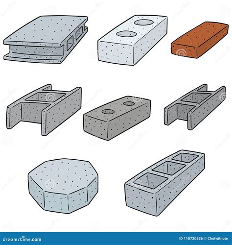 Vector Set of Concrete Construction Block Stock Vector - Illustration of block, doodle: 118720836