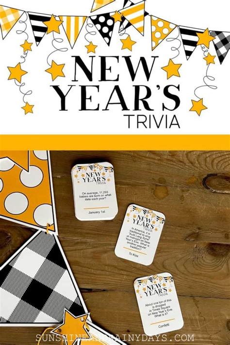 New Year's Trivia Questions And Answers + Game Cards - Sunshine and Rainy Days