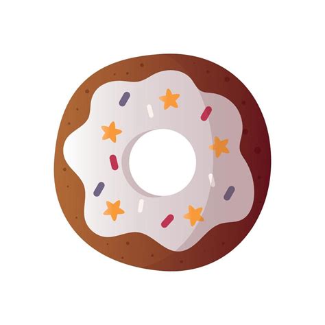 donut with white glaze and colored sprinkles vector illustration ...