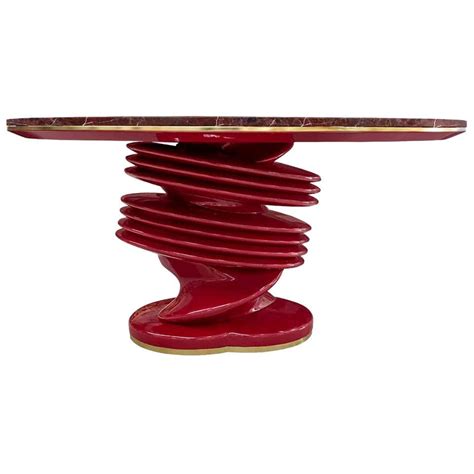 Modern Figurative Sculpture Round Pedestal Dining Table Marquetry Black and White For Sale at ...
