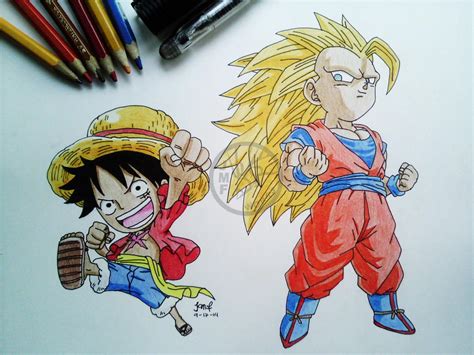 Luffy and Goku by reshiin on DeviantArt