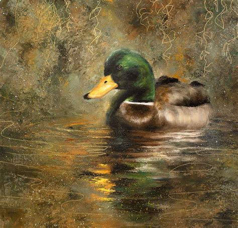 Colorful Oil Painting Art on Canvas Original Duck - ART