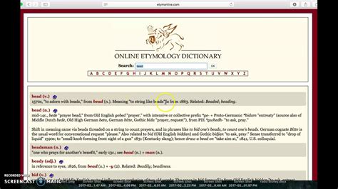 Searching for a Word in an Online Etymology Dictionary - YouTube