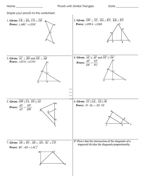 Working With Similar Triangles Worksheet