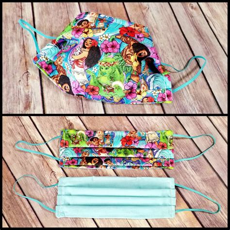 MOANA Face Mask Disney Princess Face Covering Maui Hei Hei | Etsy