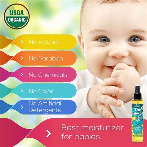 US Organic Baby Oil with Calendula Unscented Jojoba and Olive Oil with Vitamin E USDA Certified ...