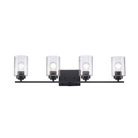 Bel Air Lighting Simi 4-Light Black Bathroom Vanity Light with Seeded Glass Shades | The Home ...