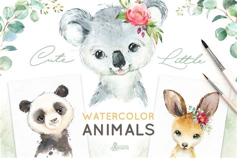 Cute Little Watercolor Animals | Animal Illustrations ~ Creative Market