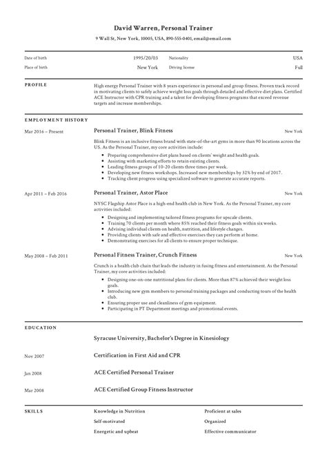 Guide: Personal Trainer Resume [ + 12 Samples ] | PDF | 2019