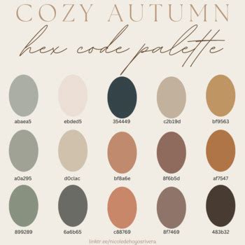 Cozy Autumn Color Palette with Hex Codes Included by The Literacy Cove