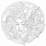 Adult Coloring Geometric Page  Pages Mimi Panda sketch template