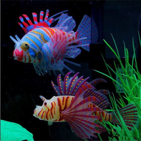 Glow In The Dark Artificial Aquarium Lionfish Ornament Fish Tank ...