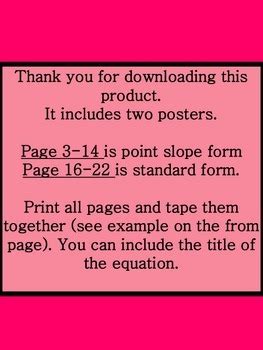 Standard Form and Point Slope Form Poster - Banner by Bovio Math Creations