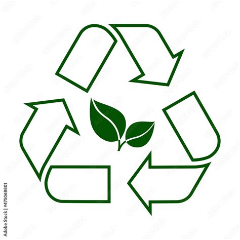 Vecteur Stock Icon of recycling sign and green leaves. Symbol of circular economy and ...