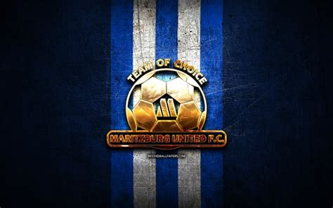 Download wallpapers Maritzburg United FC, golden logo, Premier Soccer League, blue metal ...