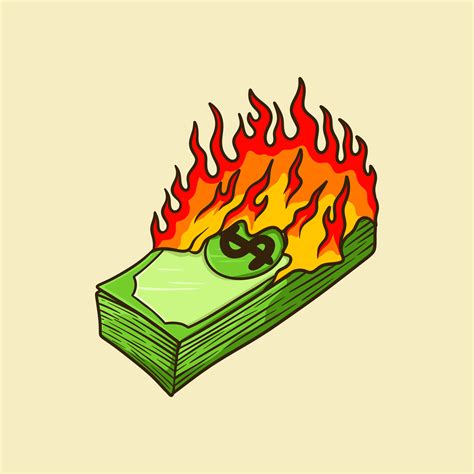 Burning Money Cartoon Vector Illustration 11772975 Vector Art at Vecteezy