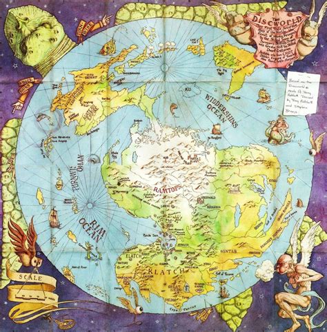 Discworld map by Stephen Briggs, illustrated by Stephen Player | Discworld map, Fantasy map ...