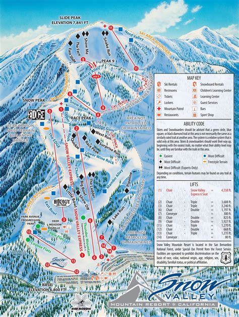 Snow Valley Trail Map | SkiCentral.com