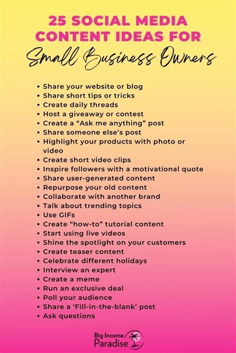 25 Killer Social Media Content Ideas For Small Business