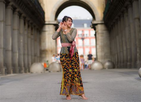 Young Happy And Beautiful Asian Woman Wearing Traditional Balinese Kebaya Dress Indonesian Girl ...