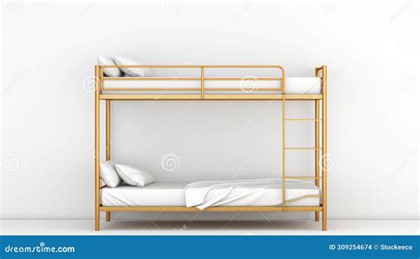 Minimalistic White Bunk Bed with Golden Empty Thin Frame Stock ...