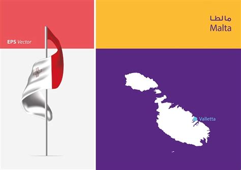 Premium Vector | Flag of malta on white background with map