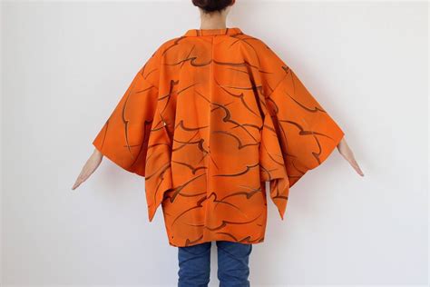 orange Japanese kimono jacket Haori jacket kimono jacket | Etsy