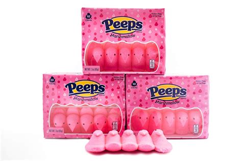 Amazon.com : Pink Marshmallow Peeps - 3 Packs of 10 - Gluten & Fat Free ...