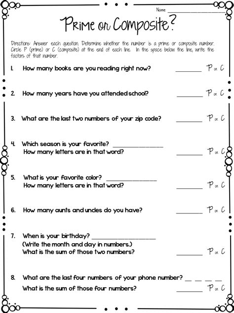 Composite Number Worksheets