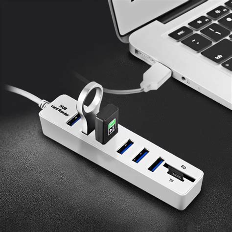 USB Hub Combo 6 Ports USB 2.0 Hub High Speed Splitter Multi USB Combo 2 In 1 SD/TF Card Reader ...