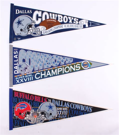 Lot of (3) Dallas Cowboys Super Bowl Champions Football Pennants | Pristine Auction