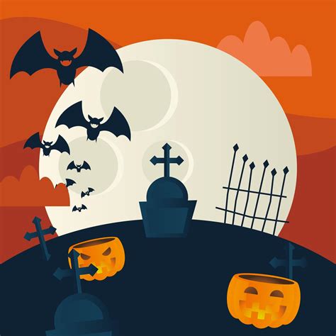 Halloween pumpkins at a cemetery vector design 1994117 Vector Art at Vecteezy