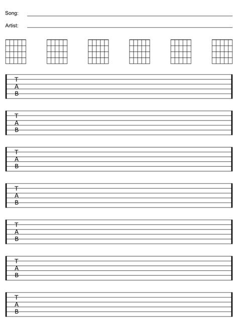 Free Printable Guitar Tablature Sheets