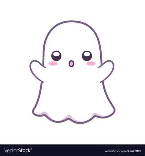 Kawaii ghost clipart doodle scary cute halloween Vector Image