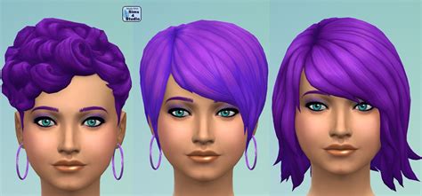 Mod The Sims: Recoloured Hairstyle Set in Deep Purple by wendy35pearly - Sims 4 Hairs | Dark ...