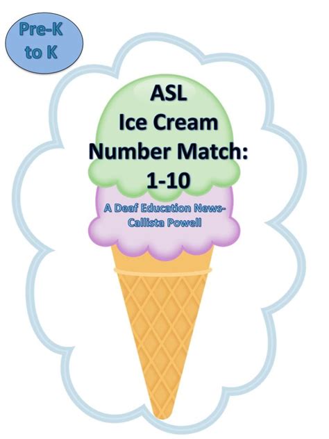 ASL: Ice Cream Number Match 1-10 File folder game | Folder games, File ...