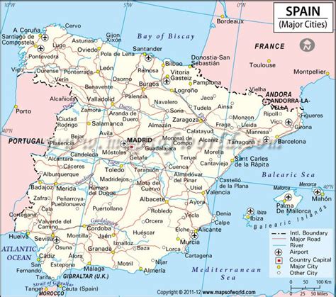 Map of Spain with Cities | Cities in Spain | Map of spain, Major cities ...