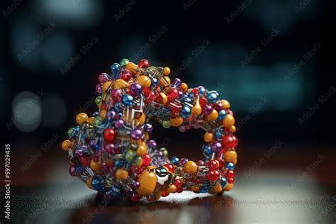 3D illustration of insulin molecule modeled at the molecular level ...