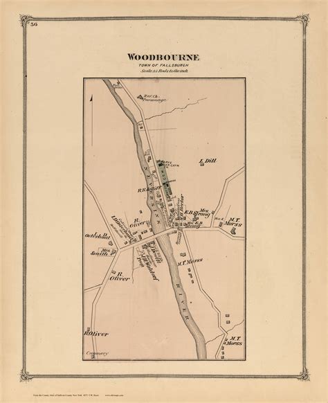 Woodbourne, New York 1875 - Old Town Map Reprint - Sullivan Co. Atlas - OLD MAPS