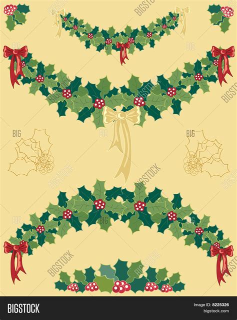 Holly Garland Vector & Photo (Free Trial) | Bigstock