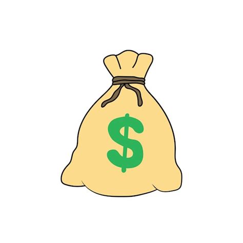 Premium Vector | Kids drawing Cartoon Vector illustration money bag with dolars icon Isolated on ...