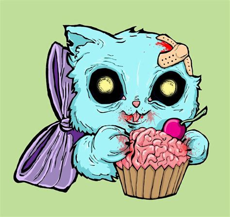 Zombie cat tattoo Demon Drawings, Line Art Drawings, Cute Drawings, Cute Zombie, Zombie Cat ...