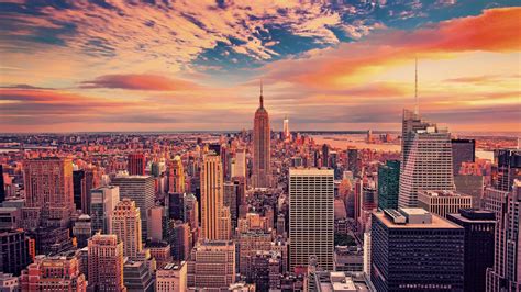 Desktop Wallpaper Empire State Building, Buildings, Skyscrapers, New York City, Sunset, 4k, Hd ...